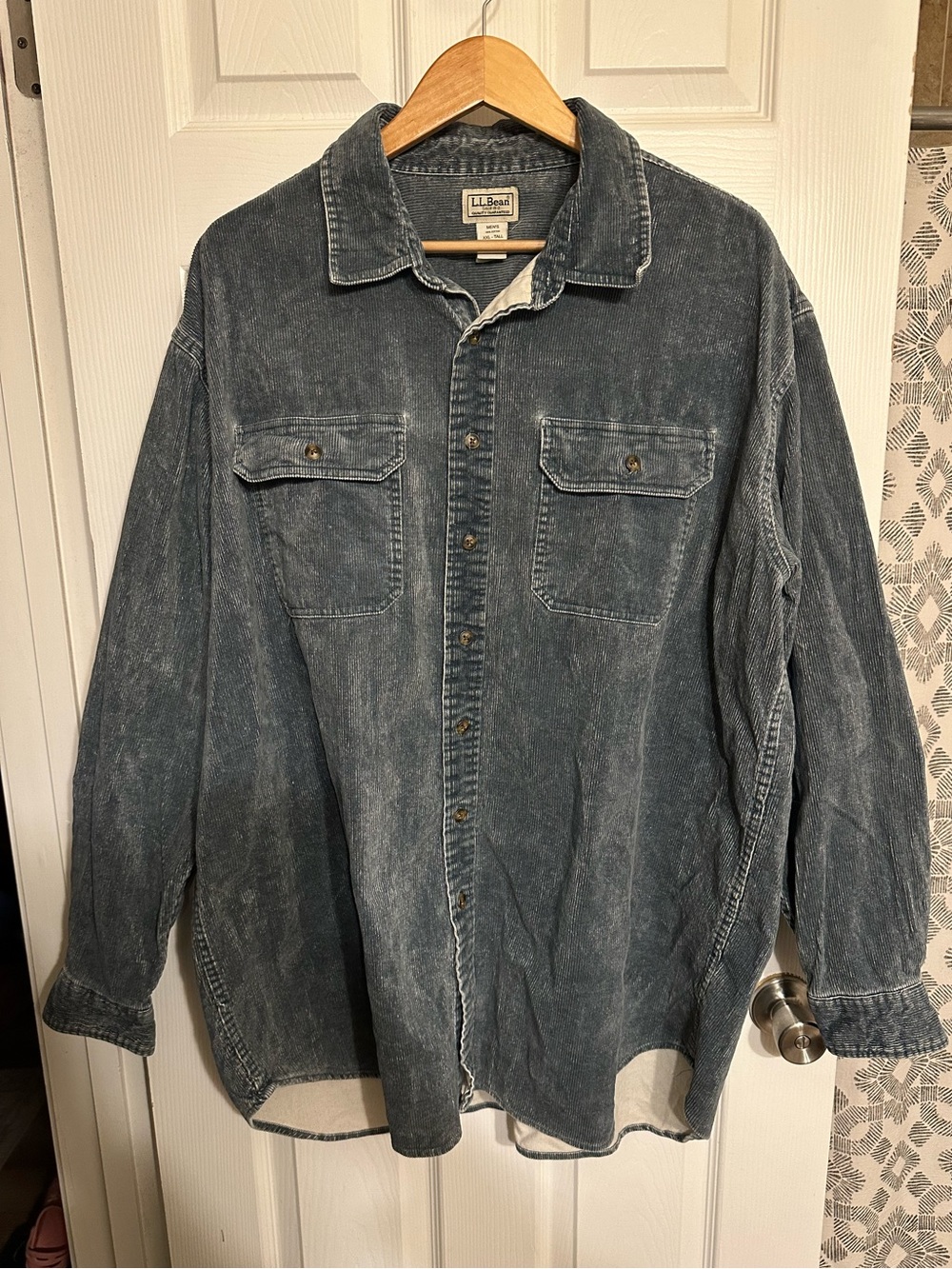 VTG L.L.Bean Men's Blue Corduroy Long Sleeve Button-Up Shirt 2XLT Heritage